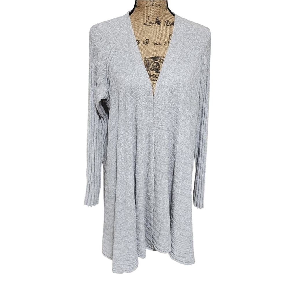 Tommy Bahama Island Soft Gray Knit Open Front Long Sleeve Cardigan Sweater